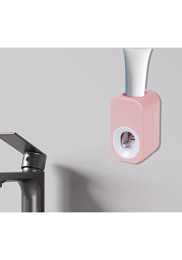 Suntek Magideal Ev Banyo Otel B İçin Otomatik Diş Macunu Dispenseri Pembe