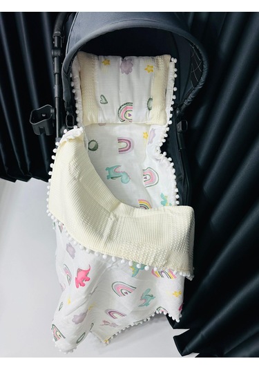 Dino 90 100 Çift Katlı Pikeli Müslin Battaniye Yastık Ve Alt Açma 3 Lü Set - Sarı Sarı