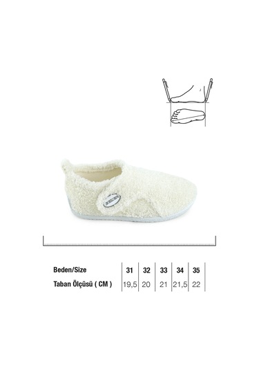 Gezer Kışlık Kız Çocuk Peluşlu Rahat Taban Cırt Cırtlı Ayarlanabilir Ev Okul Kreş Panduf Ayakkabı Ga2kfm.03422.01.018.0a Beyaz