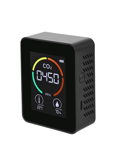 Neevoyu Ev İçin Taşınabilir Siyah Hava Kalitesi Test Cihazı - Co2, Sıcaklık Ve Nem Ölçer Siyah