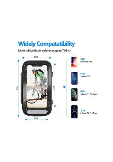 Bisiklet Su Geçirmez Çanta Motosiklet Şeffaf Flip Telefon Tutucu Siyah Siyah