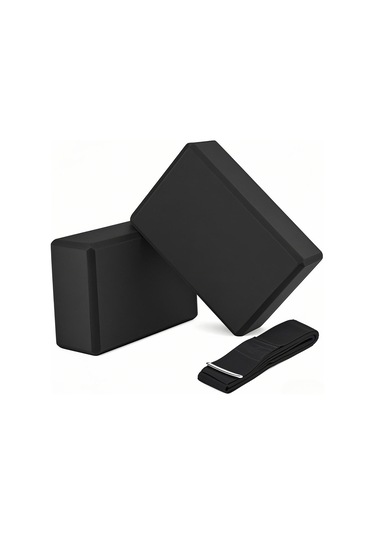 Konesam Eva Yoğunluklu 2 Adet Yoğa Blok + Ayarlanabilir 72 İnç Askı Seti - Denge Ve Egzersiz Derginliği İçin Siyah