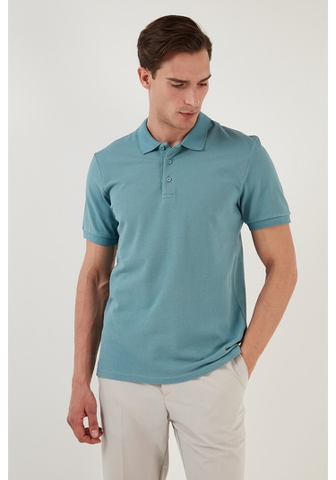 Buratti Pamuklu Regular Fit Düğmeli Erkek Polo Yaka T Shirt 5902127 Mavi