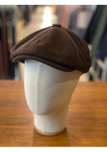 Hamze Peaky Blinders Tarz İngiliz Model Kaşe Kumaş Kasket Şapka Kahverengi