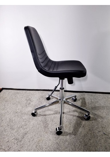 Bintaşmobilya Siyah Deri Rahat Ofis Personel Çalışma Sandalyesi