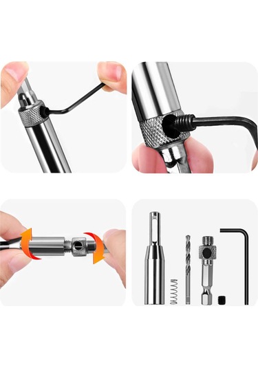 Yaozixia 16 Parça Kendinden Merkezleme Matkap Ucu Seti 1 Altıgen Anahtar İle Ahşap İşleme Pencere Kapı Menteşeleri İçin 16 Parça Yedek Matkap Uçları