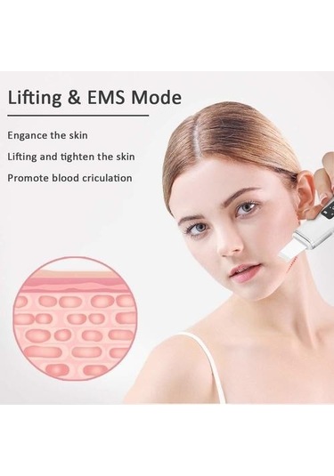 Ultrasonik Cilt Akne Siyah Nokta Yüz Masajı Iyon Cilt Bakımı Cihazı Lıvaqs Beyaz