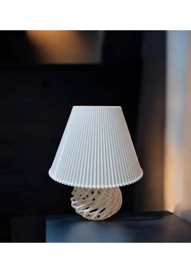 Twister Model Özel Tasarım Masa Lambası Ve Abajur - Beyaz Çok Renkli