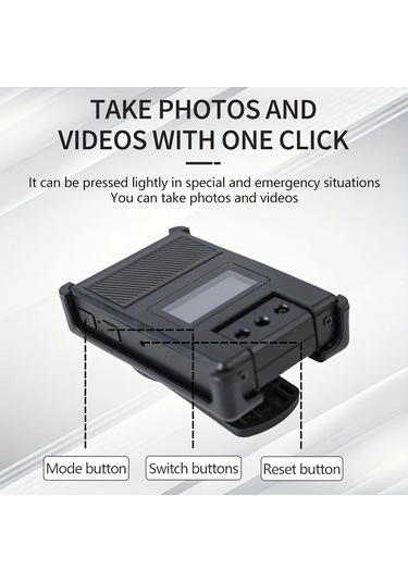 Dashanshop Siyah Mini Vücut Kamerası 180 Dönebilir Lens Gece Görüşü Full Hd 1080p Şarj Edilebilir Spor Kampüs İçin