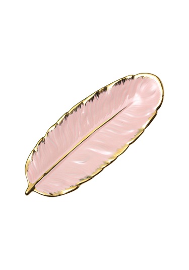 Kangvka Pembe Küçük Seramik Kanat Desenli Gümüş Kenarlı Mutfak & Dekoratif Saklama Tabağı Meyve, Atıştırmalık, Tatlı, Mücevher