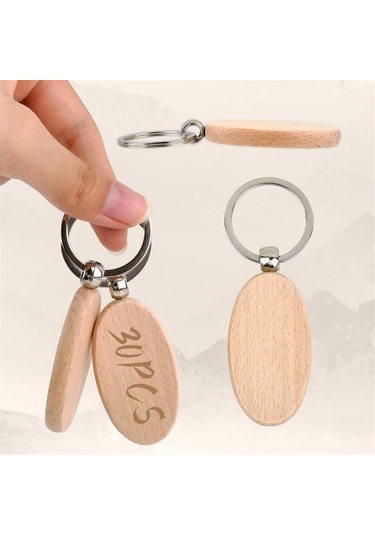 Gatherco 30 Adet Oval Ahşap Anahtarlık Boşluğu Bitmemiş Ahşap Anahtarlık Boş Anahtarlık Anahtarlık Etiketi Ahşap Gravür Boş Anahtarlıklar