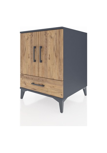 Kronos Komodin 2 Raflı Tek Çekmeceli 2 Kapaklı 60x59x80 Antra... Antrasit