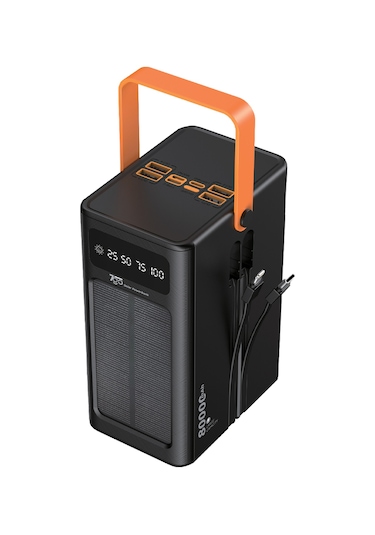 7go Gpw-05 80.000mah Solar Powerbank 4xusb-a, Qualcomm 3.0 Hızlı Şarj, Dahili Lightning & Usb-c Ka Siyah