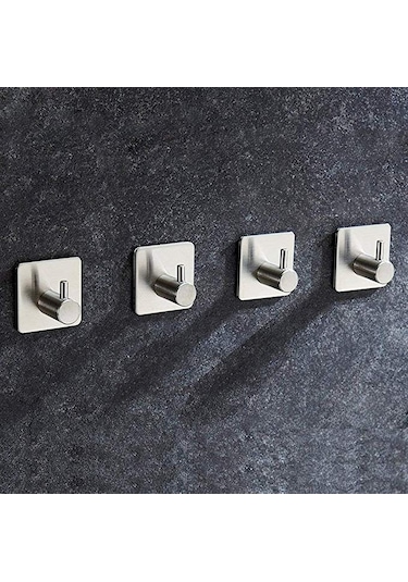 Deltahome Paslanmaz Çelik 4 Adet Tekli Havlu Askılık Kanca Inox. Metalik