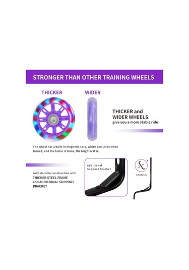 Geeroyoo Çelik Ve Plastikten Yapılmış, 7 Renk Seçeneği İle 5.3 İnç Jantlı Bisiklet Eğitim Tekerlekleri Seti Mor