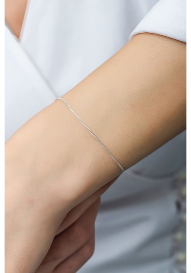 Azuris Silver Azuris Silver 925k Gümüş 1 Mm Gurmet Zincir Bileklik Gümüş