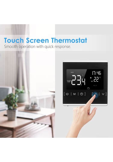 Geeroyoo Akıllı Dokunmatik Isıtma Termostati Mh-1822s Beyaz - 5+2/6+1 Programlanabilir, 5-50 C Ayar Aralığı, Düşük/sıcaklık Koruması