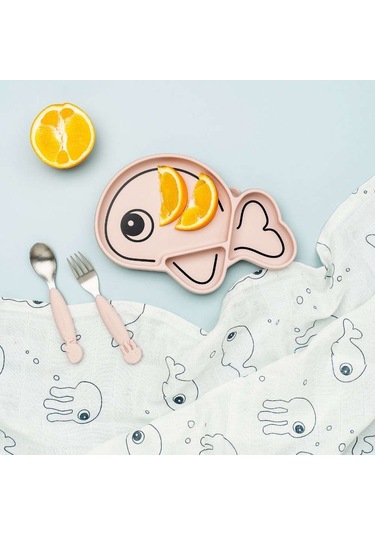 Done By Deer - Sea Friends - Paslanmaz Çelik Çatal Ve Kaşık Seti - Pembe