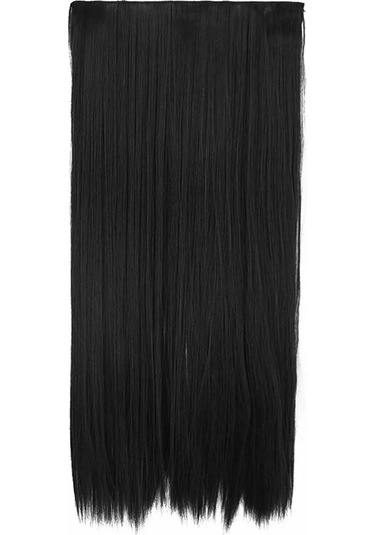 Caş Dekorasyon Isıya Dayanıklı Yarımay Çıtçıt Saç-1b-siyah-düz-60 Cm - 110 Gr. Siyah