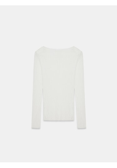 Dilvin 32764 Kayık Yaka Dantel Top-ekru