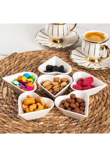 Porsima Bone 15689 6lı Kalpli Kase Seti Mini Sosluk Çerezlik Kase