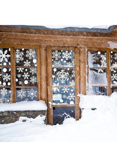 Maiyame 30 Cm 114 Adet Elektriksiz Kardan Adam Sticker, Noel Yılbaşı Pencere Dekorasyonu, Kullandıkdan Sonra Temiz Kaldırma, Sürekli Kullanım Beyaz