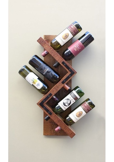 Kuzela Ahşap Duvar 6'lı Şaraplık