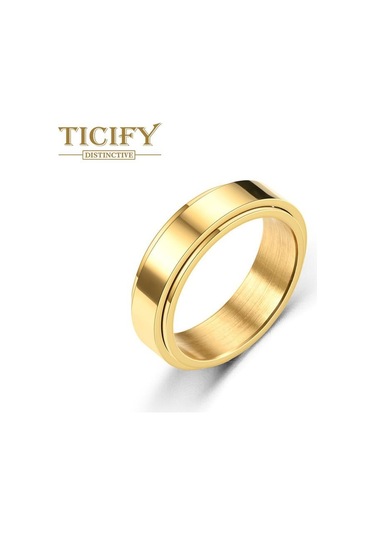 Altın Dönen Dinamik Titanyum Çelik Yüzük Yüzük Kadın Minimalist Yüzük Yüzük 10 Altın