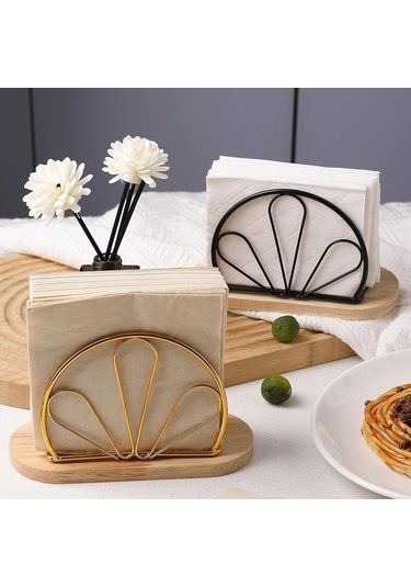 Trendooze Piknik Büfe Masaları İçin Siyah Dik Stand Peçetelik Seti Siyah