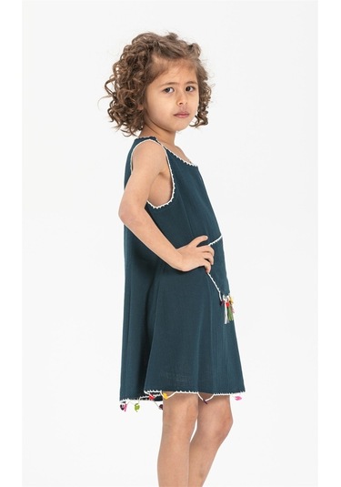 Mine Şile Bezi Çocuk Elbise Petrol Ptrl