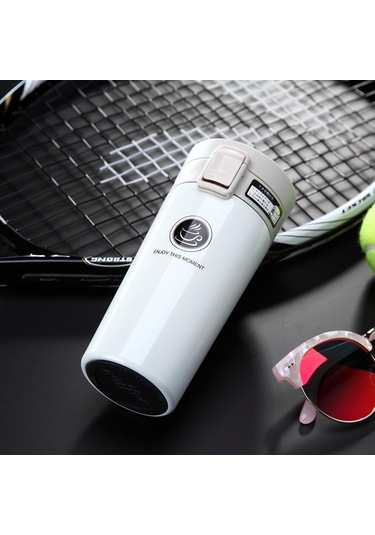 Beyaz Premium Seyahat Kahve Kupa Paslanmaz Çelik Termos Bardak Bardak Termos Termos Bardak Su Şişesi
