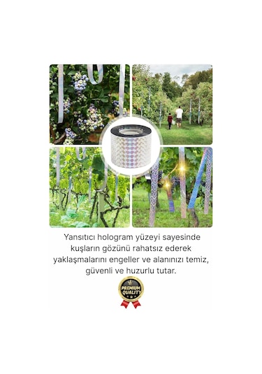 Premium Dayanıklı Yansıtıcı Kuş Kondurmaz Uzaklaştırıcı Hologramlı Kuşsavar Şerit Bant 45 Mm X 50 Mt