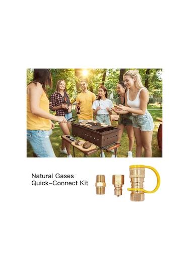 Vkemall 3/8" Bakır Doğal Gaz Mangal Hortumu Hızlı Bağlantı Uyumlu 3'lü Adaptör Seti