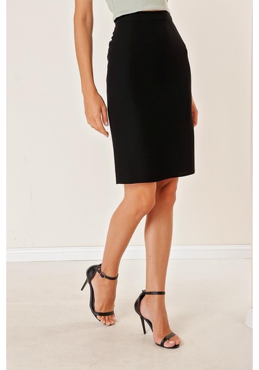 Astarlı İthal Krep Küp Etek - 34093 - Siyah