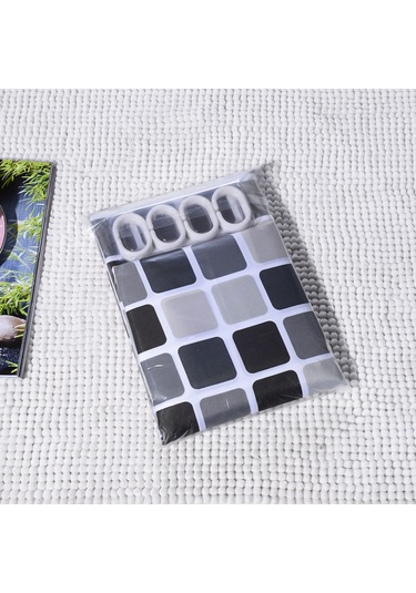 Neevoyu Banyo Için Su Geçirmez Mermer Desenli Kalın Polyester Perde 150x200 Cm 1 Adet 10 Lüklen Gri