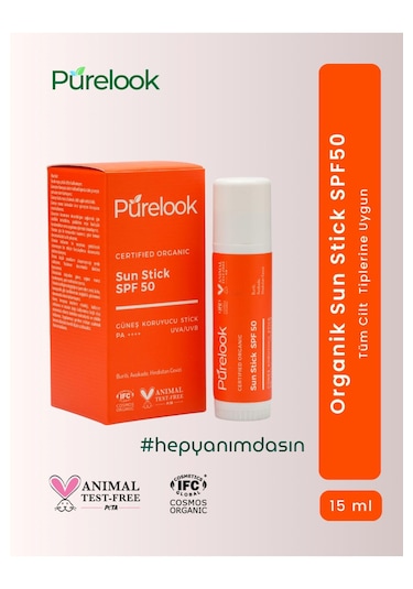 Purelook Organik Sertifikalı Güneş Koruyucu Stick SPF50 15 ML
