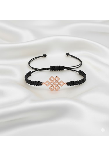 Ariş Kelt Sembolleri-Sonsuz Mutluluk Düğümü-Altın Bileklik Kırmızı