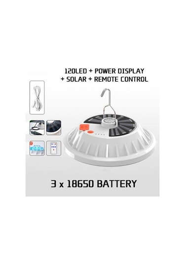 Güneş Işığı Şarj Edilebilir Parlaklık Asılı Yüksek 120led 2000lm Dış Mekan İçin Güneş Işığı Kamp Feneri B Çok Renkli