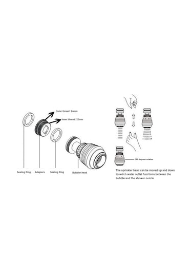 Tasarruflu 2 Fonksiyonlu Musluk Başlığı Yağmurlama Perlatörlü Dönebilir Oynar Mutfak Lavabo Musluğu