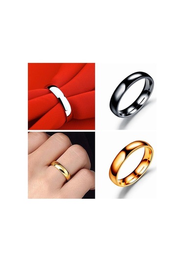 Altın Basit Pürüzsüz 4mm Ark Çelik Yüzük Paslanmaz Çelik Çift Yüzük El Takı 11 Altın