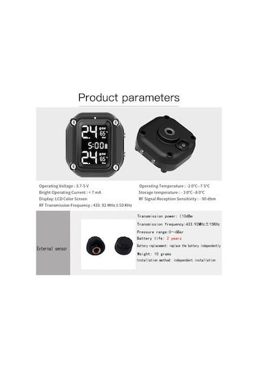 Sandwich Kablosuz Lastik Basıncı İzleme Sistemi 2 Harici Sensörlü Motosiklet İçin Usb Şarj Tpms Dijital Lcd Ekran İki Tekerlek