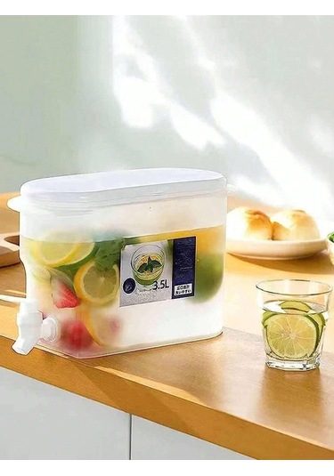 1 Adet Plastik İçecek Dispenseri Tıkaçlı, 1 Galon 3.5 Litre Konteyner, Buzdolabında Musluklu Soğuk Su Isıtıcısı Meyve Çaydanlığı