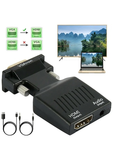 Vga To Hdmı Adaptörü 1080p Full Hd Hdmı Dönüştürücü
