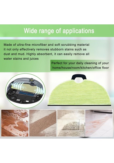 Teltree 8'li Robot Süpürge Mop Padı Seti - Yedek Temizleme Bezleri Yeşil