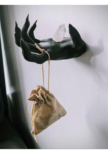 El Figürlü Kulaklık / Havlu Çok Amaçlı Figürlü Plastik Duvar Askısı Siyah