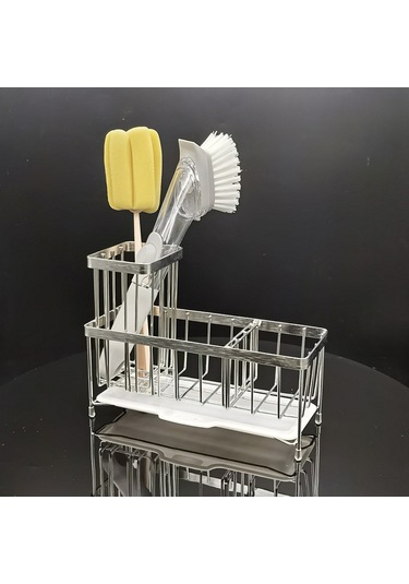 Wezone 304 Paslanmaz Çelik Sıvı Sabunu Depolama Rafı - Sünger Ve Çelik Topu İçin Su Akıtma Özelliği İle Mutfak Düzenleme Aleti Geliştirilmiş Versiyon + Sınıflandırma Kutususu Diğer