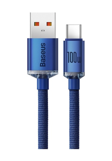Baseus Crystal Shine 100W 120 CM Type-C Şarj Kablosu Mavi