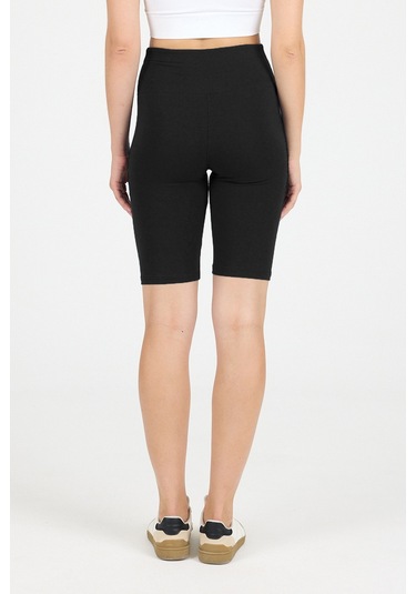 Malabadi Kadın Siyah Penye Modal Yüksek Bel Sporcu Biker Tayt 1911 SiYAH