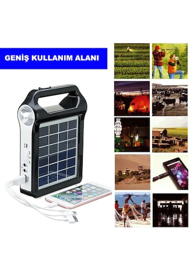 Dailylink Taşınabilir Usb Şarjlı Solar Güneş Enerjili Kamp Feneri Siyah