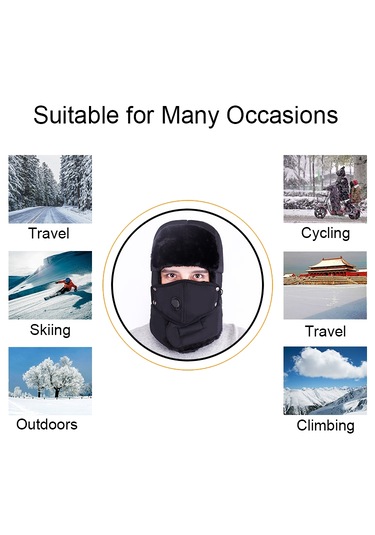 Unisex Outdoor Kışlık Bere Maskeli Şapka Kırmızı